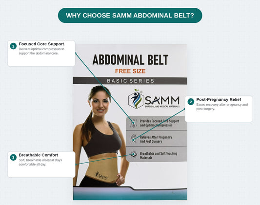 SAMM Abdominal Belt (Free Size) – Post-Surgery & Post-Pregnancy Core Support Compression Binder